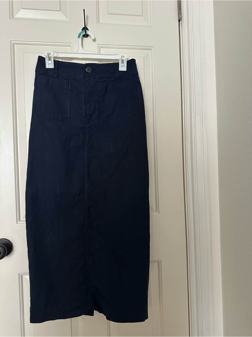 Anthropologie- Maeve- navy Colette midi Skirt - Sleek Everyday Style